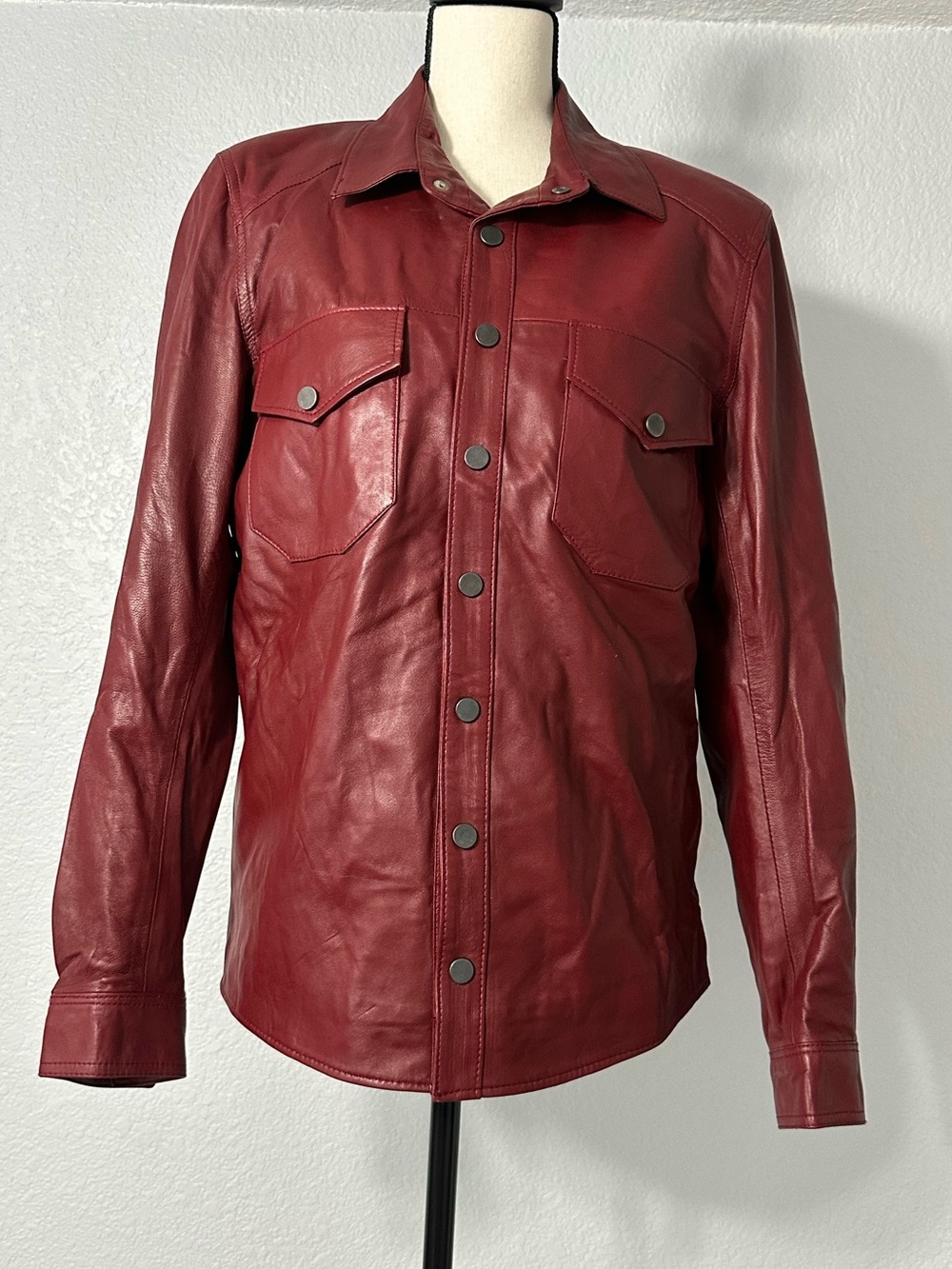 Giorgio Di Mare Tahoe Leather Jacket Burgundy Sz M Yachting Sailing Trucker Moto